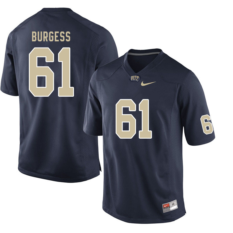 Men #61 Brian Burgess Pitt Panthers College Football Jerseys Sale-Navy